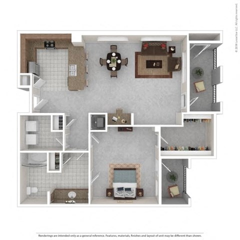 a furnished floor plan with a fireplace